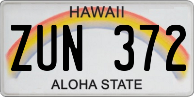HI license plate ZUN372