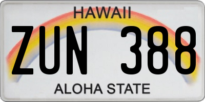 HI license plate ZUN388