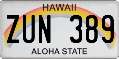 HI license plate ZUN389