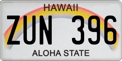 HI license plate ZUN396