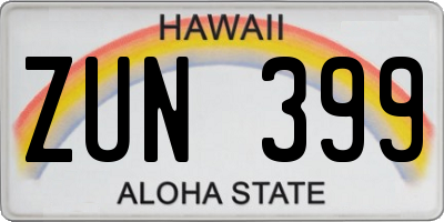 HI license plate ZUN399
