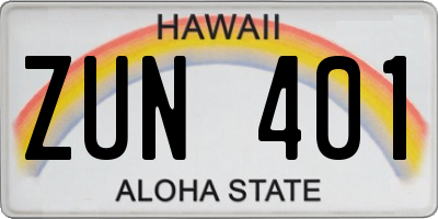 HI license plate ZUN401