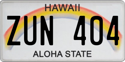 HI license plate ZUN404