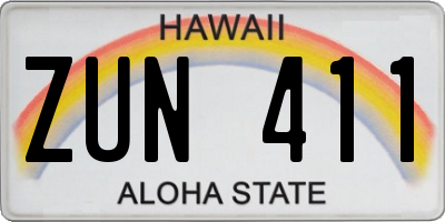 HI license plate ZUN411