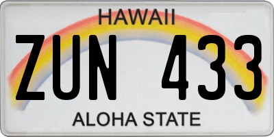 HI license plate ZUN433