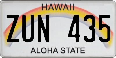 HI license plate ZUN435