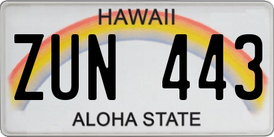 HI license plate ZUN443