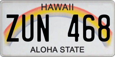 HI license plate ZUN468