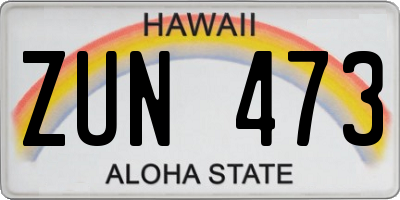 HI license plate ZUN473