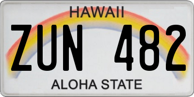 HI license plate ZUN482