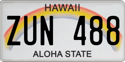 HI license plate ZUN488