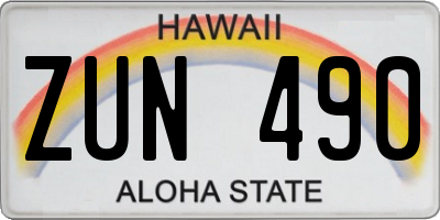 HI license plate ZUN490