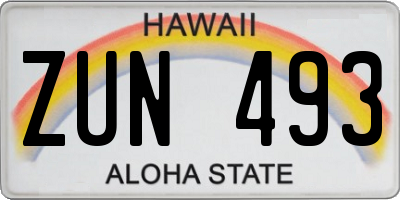 HI license plate ZUN493