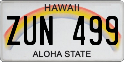 HI license plate ZUN499