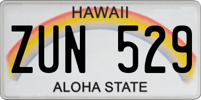 HI license plate ZUN529