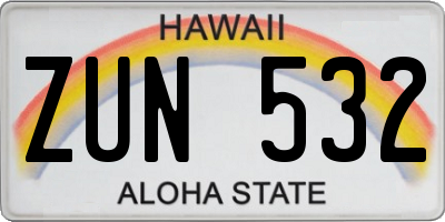 HI license plate ZUN532