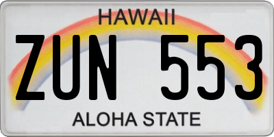 HI license plate ZUN553