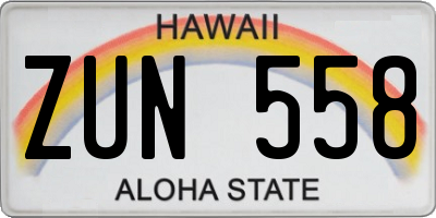 HI license plate ZUN558