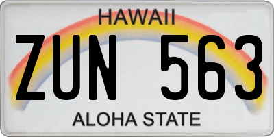 HI license plate ZUN563