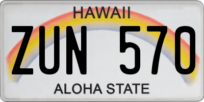HI license plate ZUN570