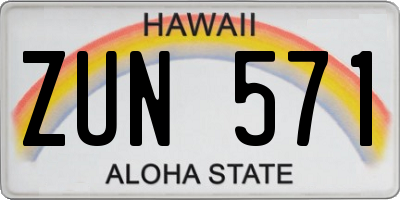 HI license plate ZUN571