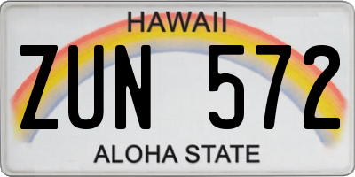 HI license plate ZUN572