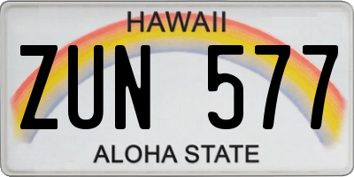 HI license plate ZUN577