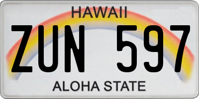 HI license plate ZUN597