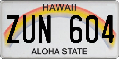 HI license plate ZUN604