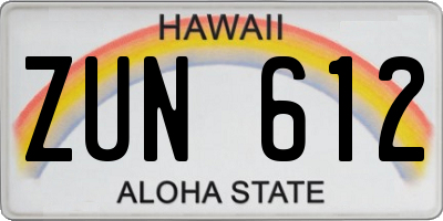 HI license plate ZUN612