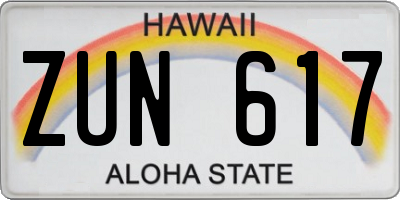 HI license plate ZUN617