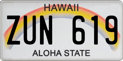HI license plate ZUN619