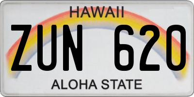 HI license plate ZUN620