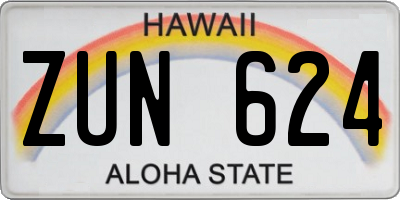HI license plate ZUN624