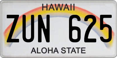 HI license plate ZUN625