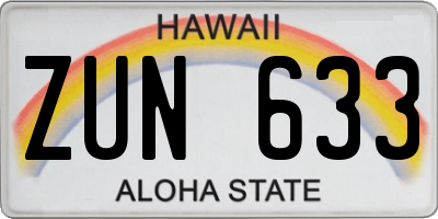 HI license plate ZUN633