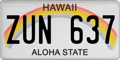 HI license plate ZUN637