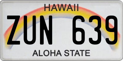 HI license plate ZUN639