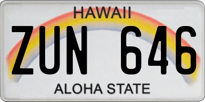 HI license plate ZUN646