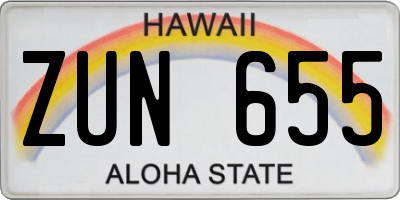 HI license plate ZUN655