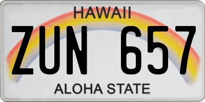 HI license plate ZUN657