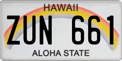 HI license plate ZUN661