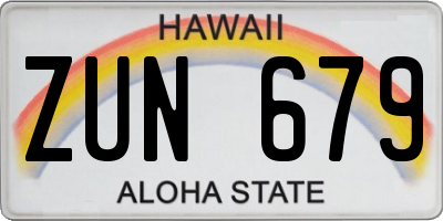 HI license plate ZUN679