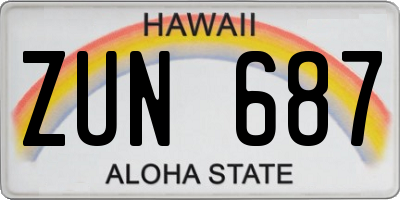 HI license plate ZUN687