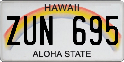 HI license plate ZUN695