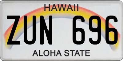 HI license plate ZUN696