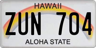 HI license plate ZUN704