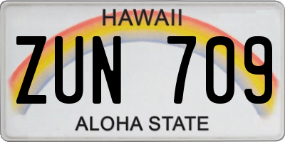 HI license plate ZUN709