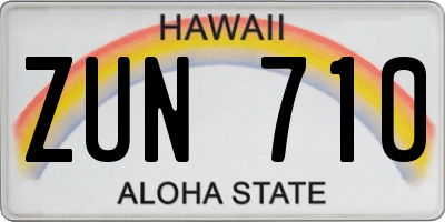 HI license plate ZUN710