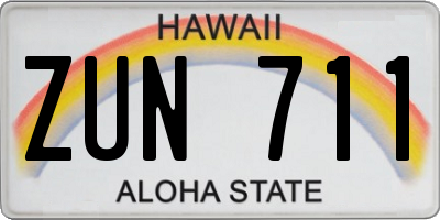 HI license plate ZUN711